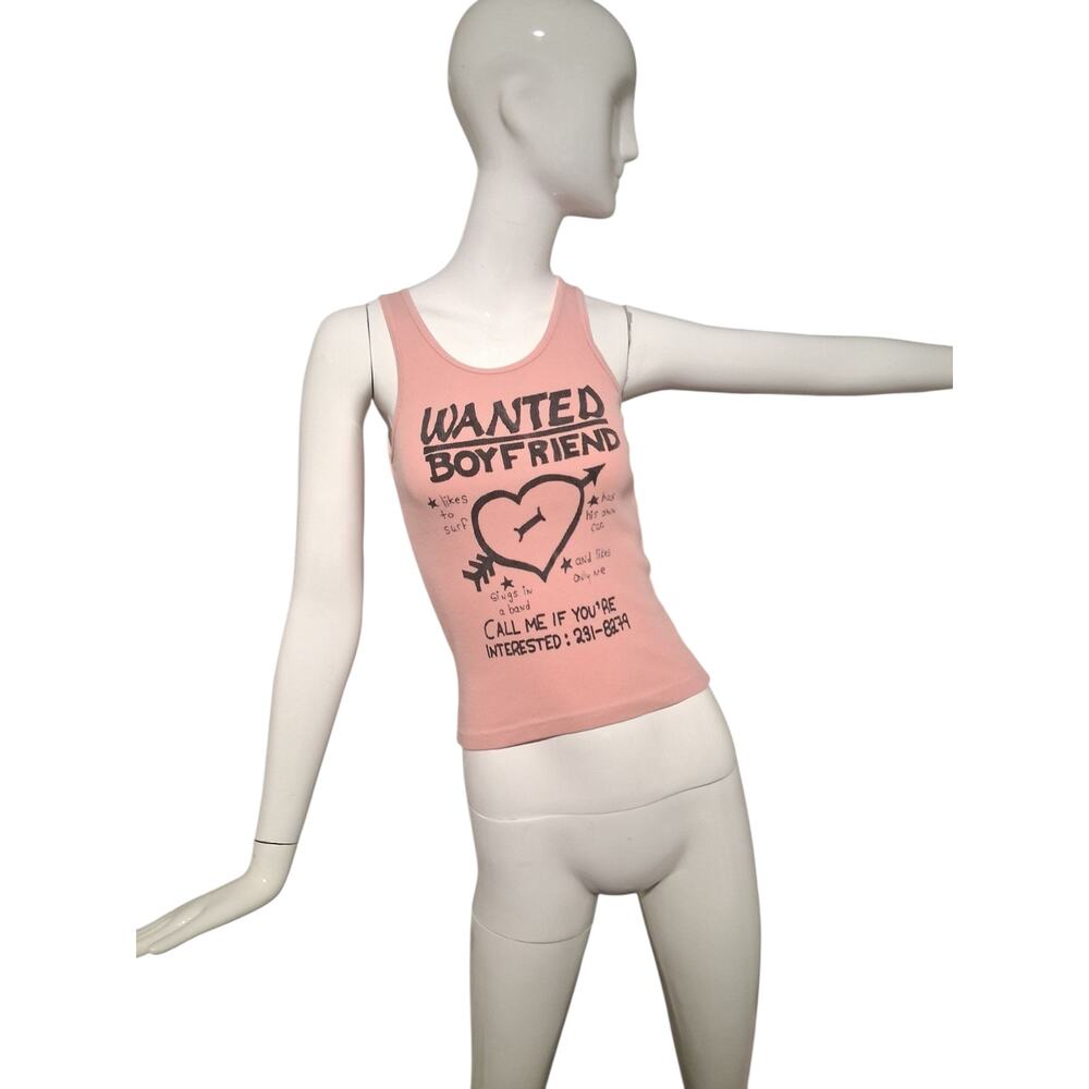 Y2K Wet Seal Women's size Small Grungecore Academia Ribbed Boyfriend Wanted Tank
